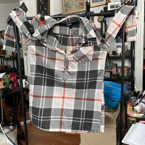 Patagonia Kids Plaid Button-Down Shirt - Black, Gray & Orange